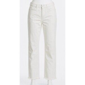 Good American White Straight Leg Jeans Women 4/27 Raw Hem Mid Rise Stretch Denim